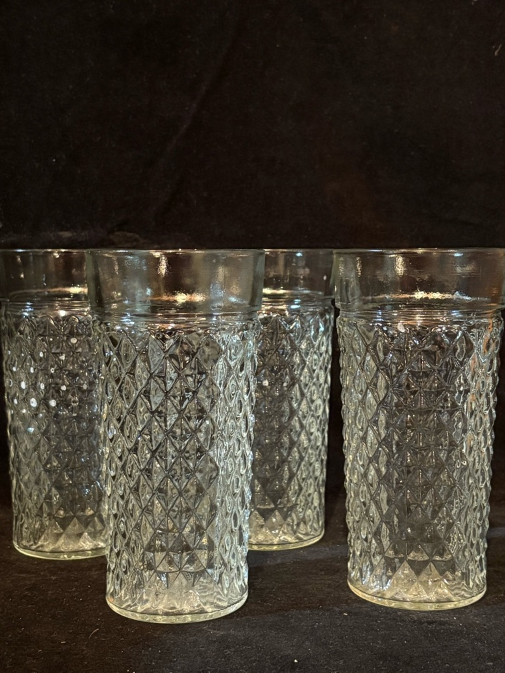 Anchor Hocking Diamond Quilted Pattern  - Set of 4